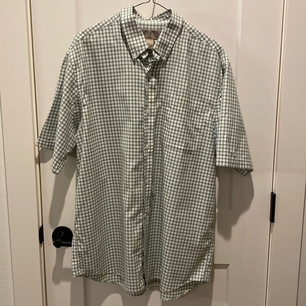Duluth Trading‎ Men’s Shirt Sleeve Button Down.  Green/White Checked.  Large.